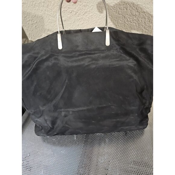 Prada Tessuto Medium Black Nylon Tote Shoulder Bag Metal Handles - Picture 2 of 8